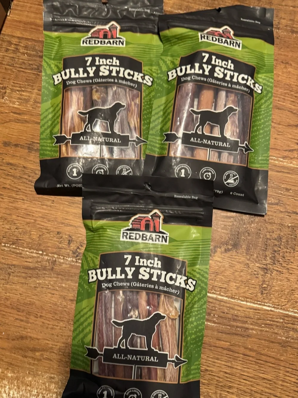 Red Barn Lot of 3 bags Bully Sticks NEW 18 total sticks (7 inches)